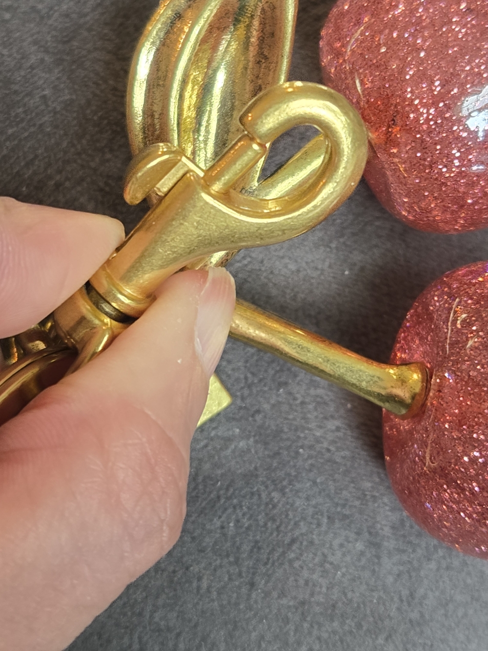 Glitter Cherry Keychain - Pink/Gold - Picture 6 of 7